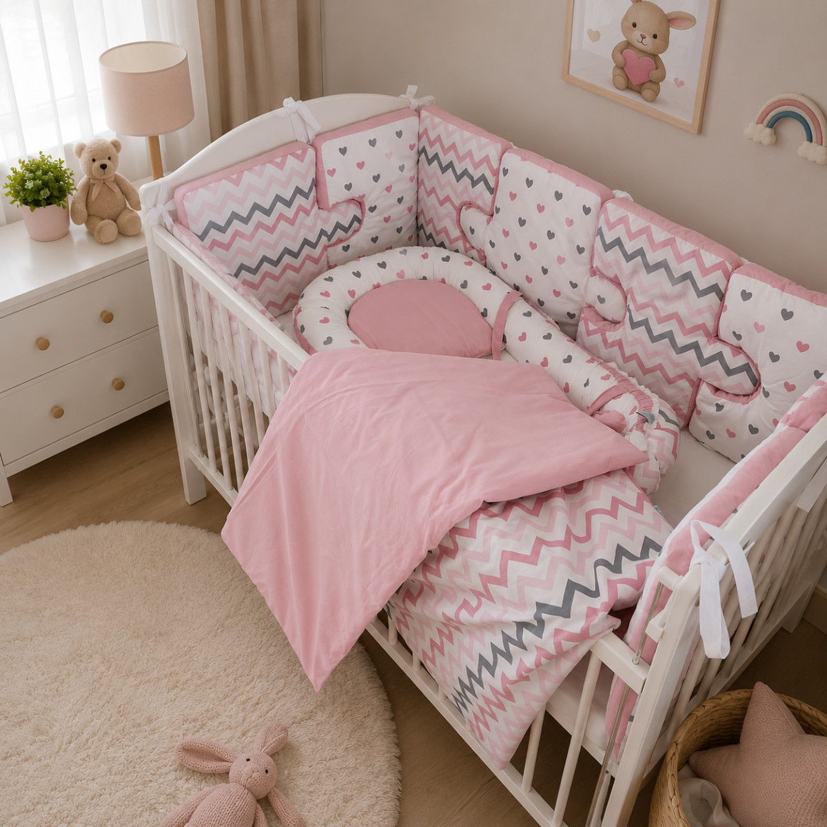 Komplet puzzle srculenda - roze cik cak