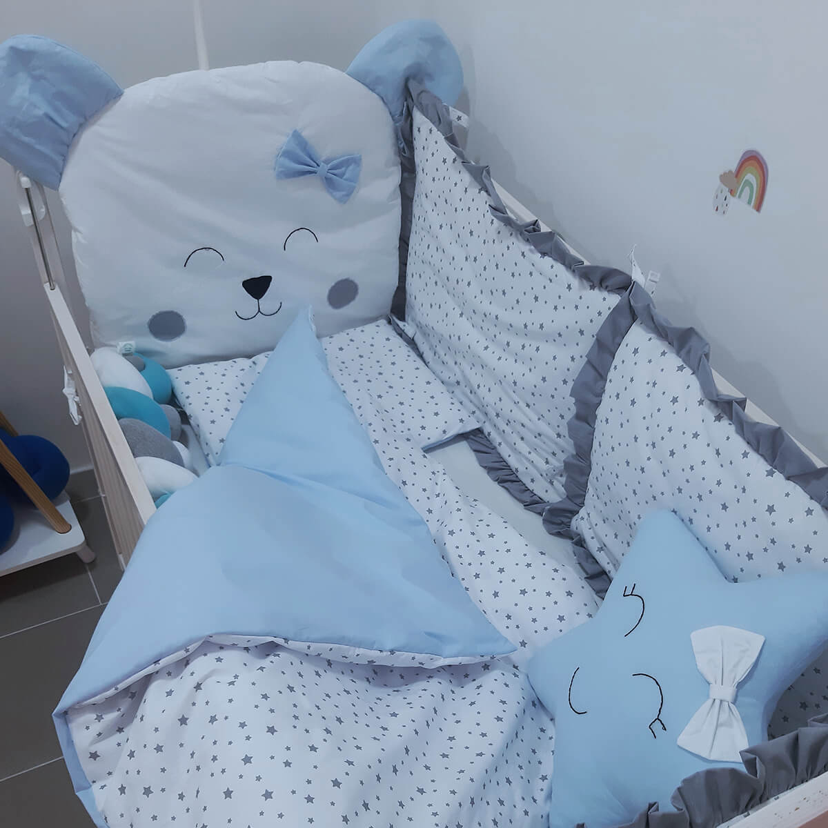 Meda komplet ogradica plava-sive zvezdice