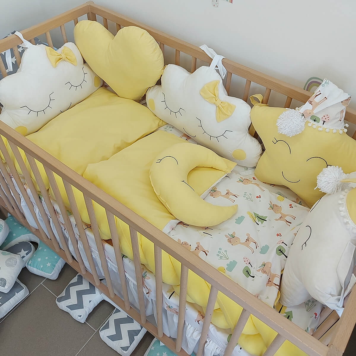 Komplet zvezda-srce-oblak žuti