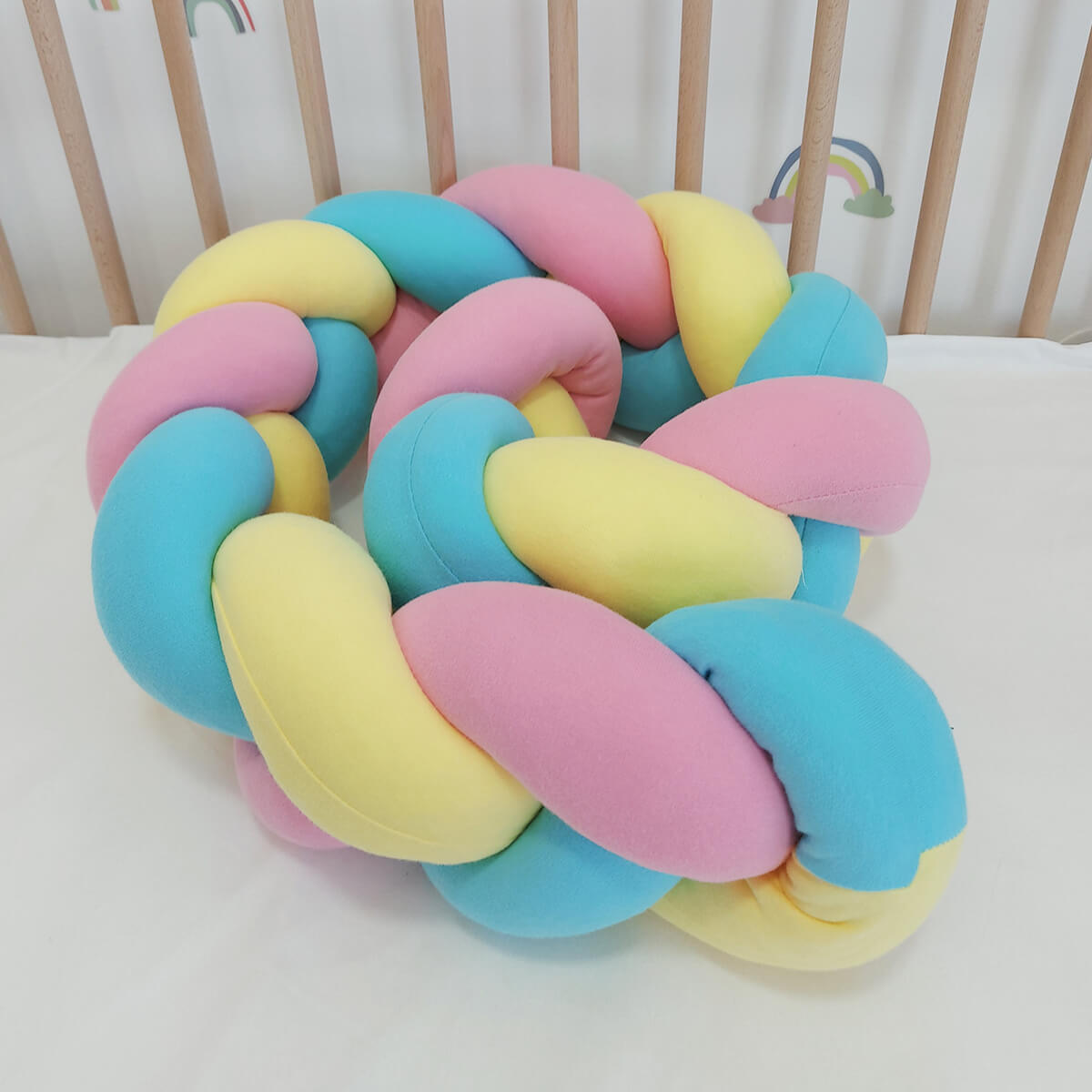 Pletenica aqua plava-roze-žuta