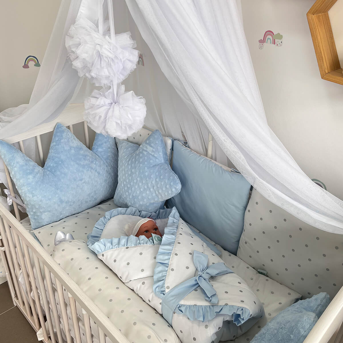 Komplet srebrne tufnice plavo