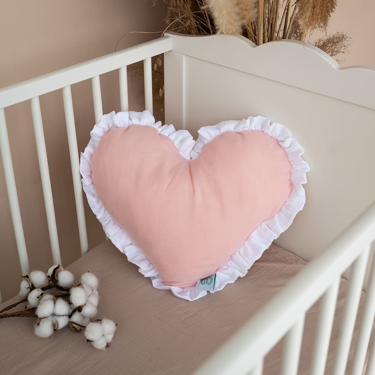 Moussline dekor jastuk srce roze