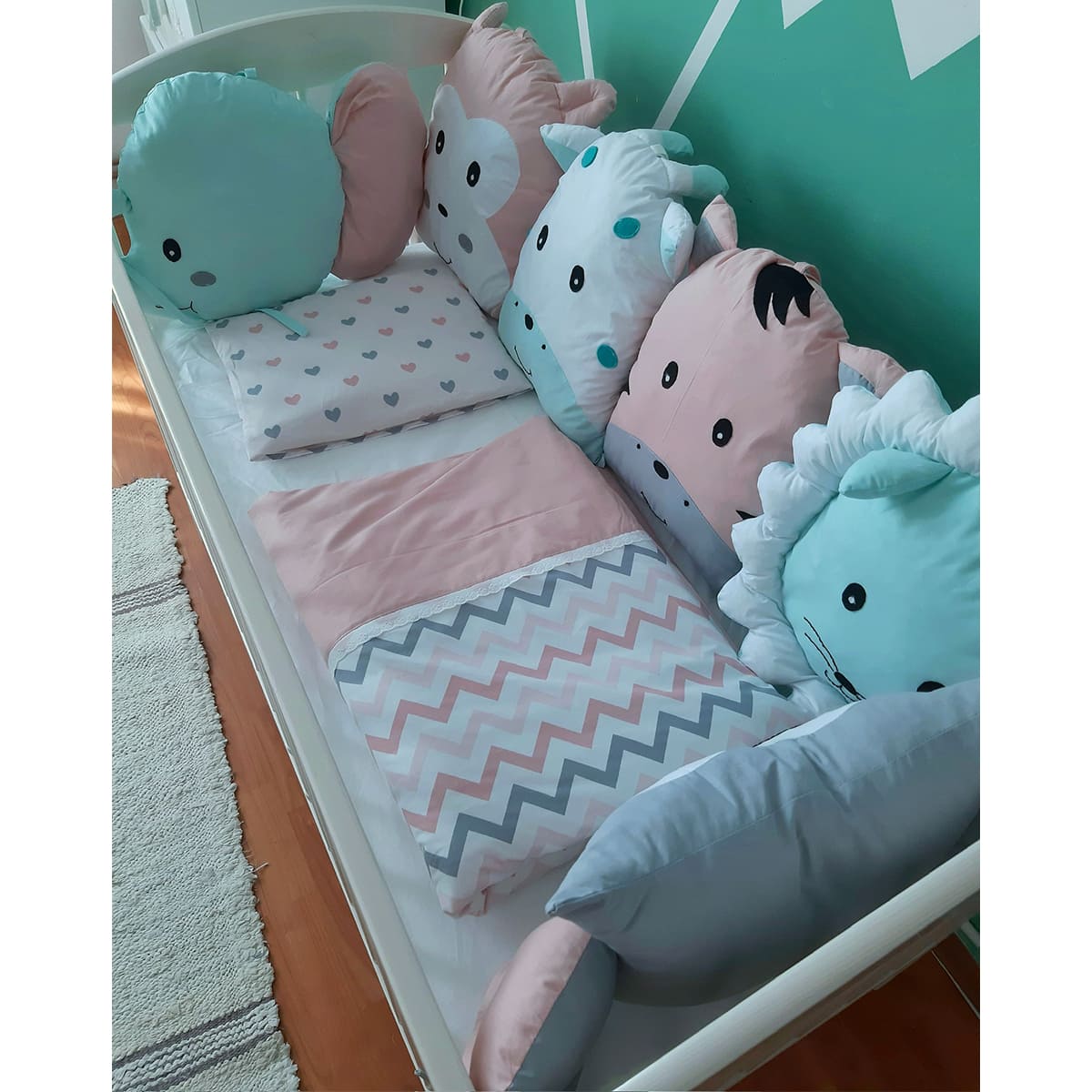 Zoo družina Komplet roze-mint-siva