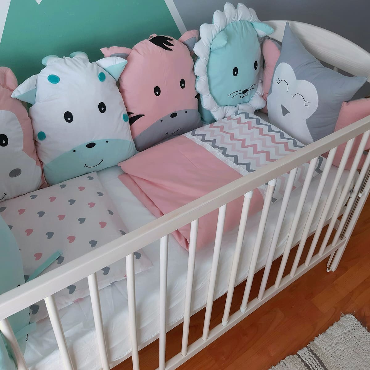 Zoo družina Komplet roze-mint-siva - Slika 2