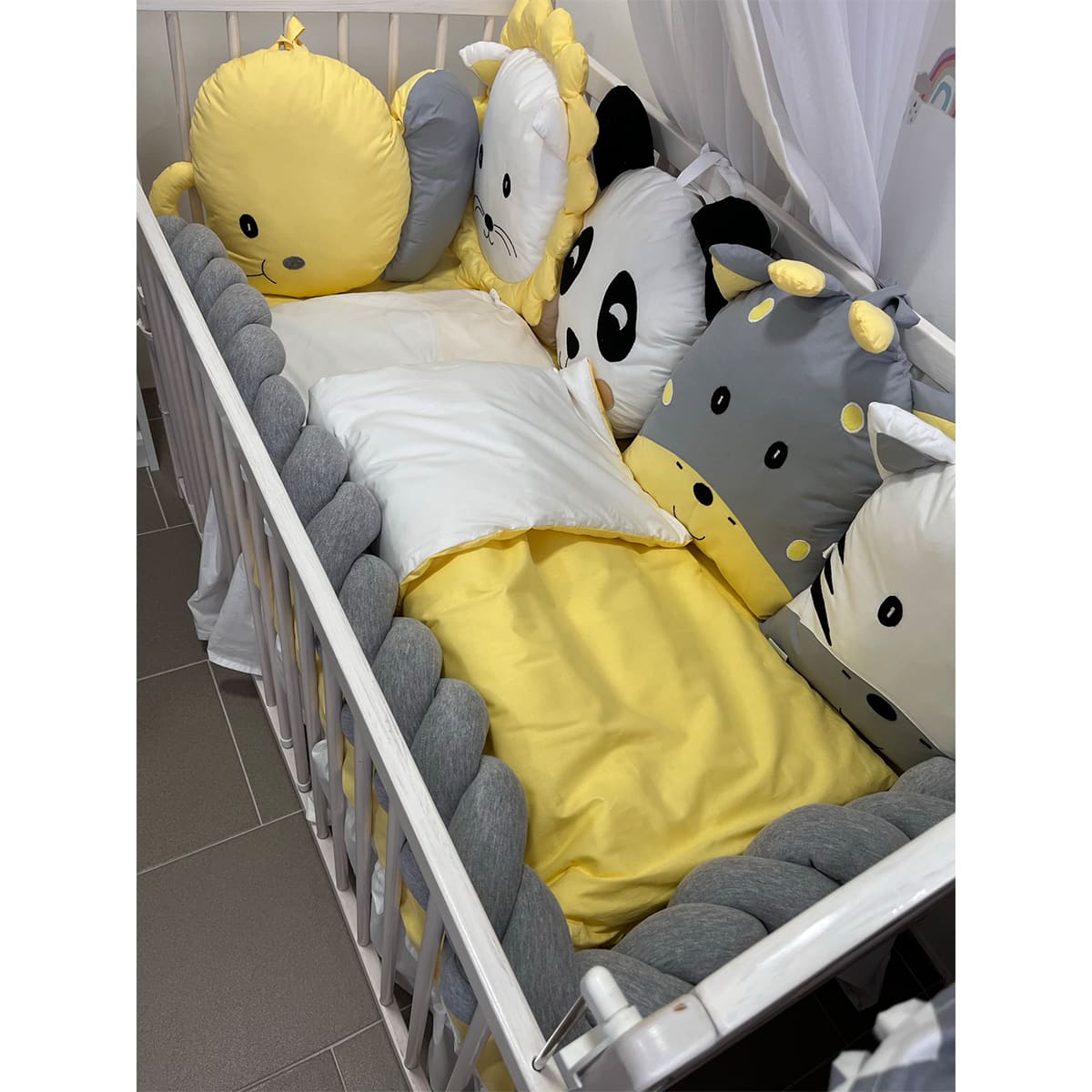 Zoo Družina komplet tamno siva-žuta-bela