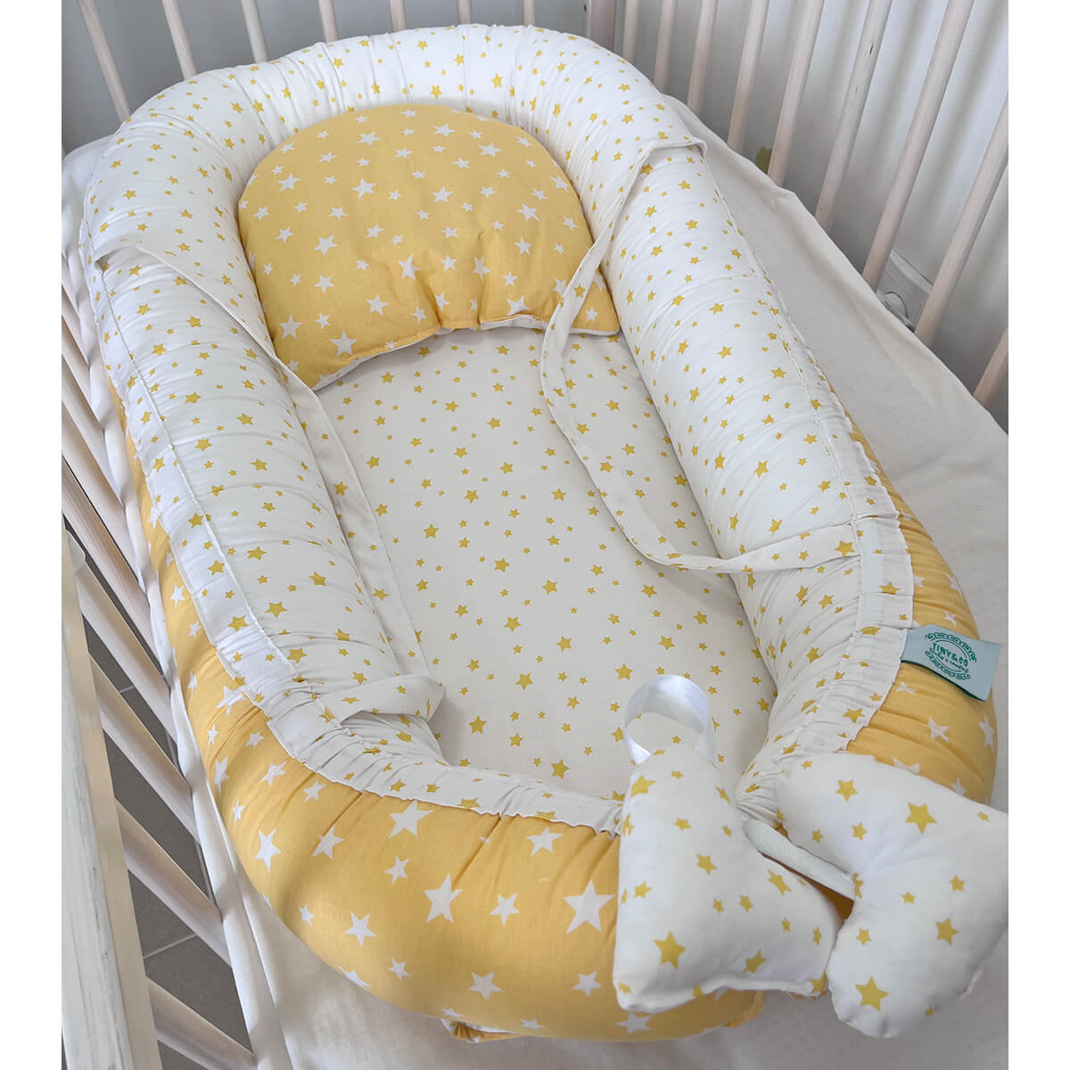 Gnezdo za bebe - belo žute zvezdice