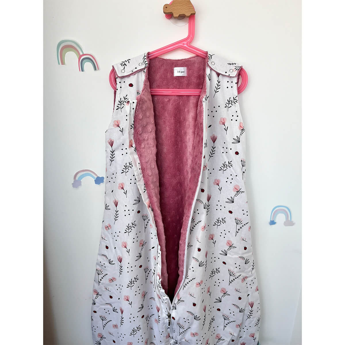 Pamuk - minky pliš roze cvetići - Slika 2