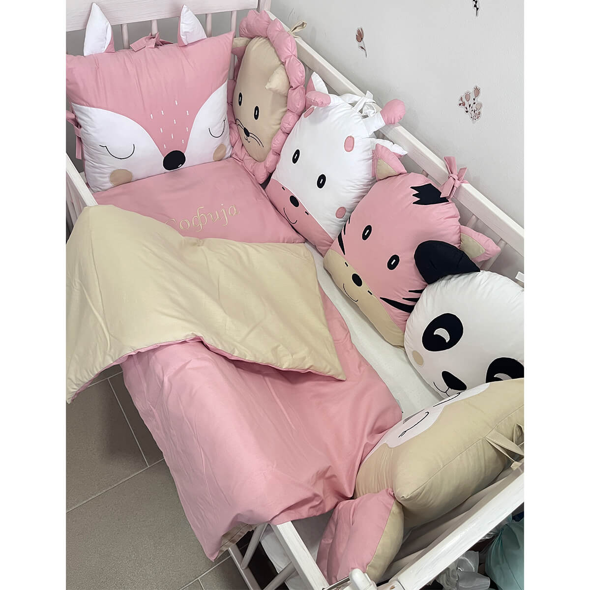 Zoo družina komplet kapućino-roze-belo