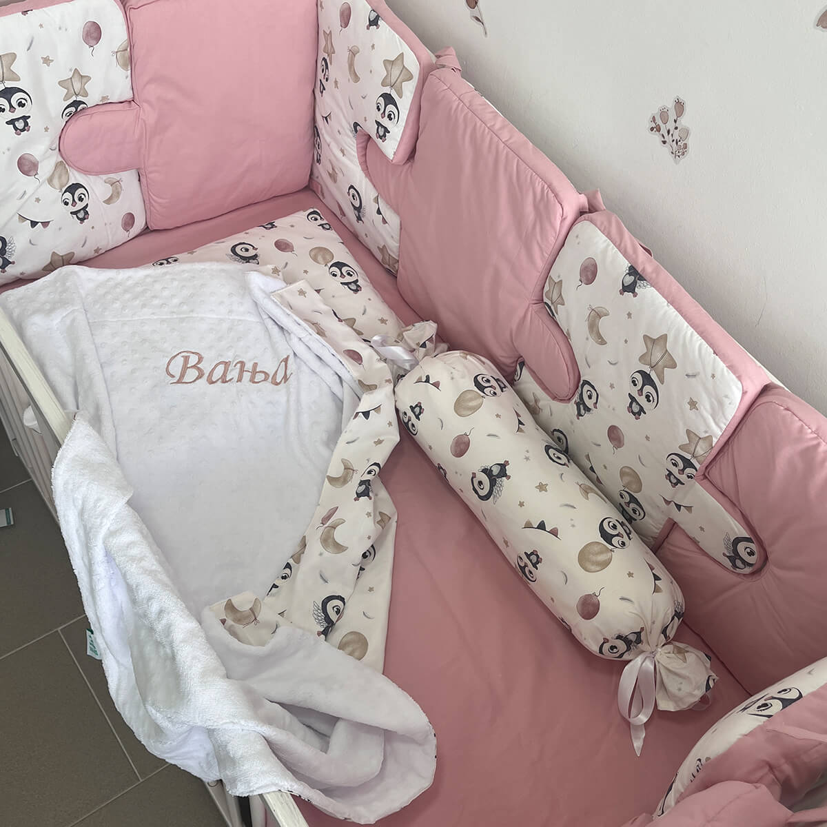 Puzzle komplet ogradica - puder roze i pingvini