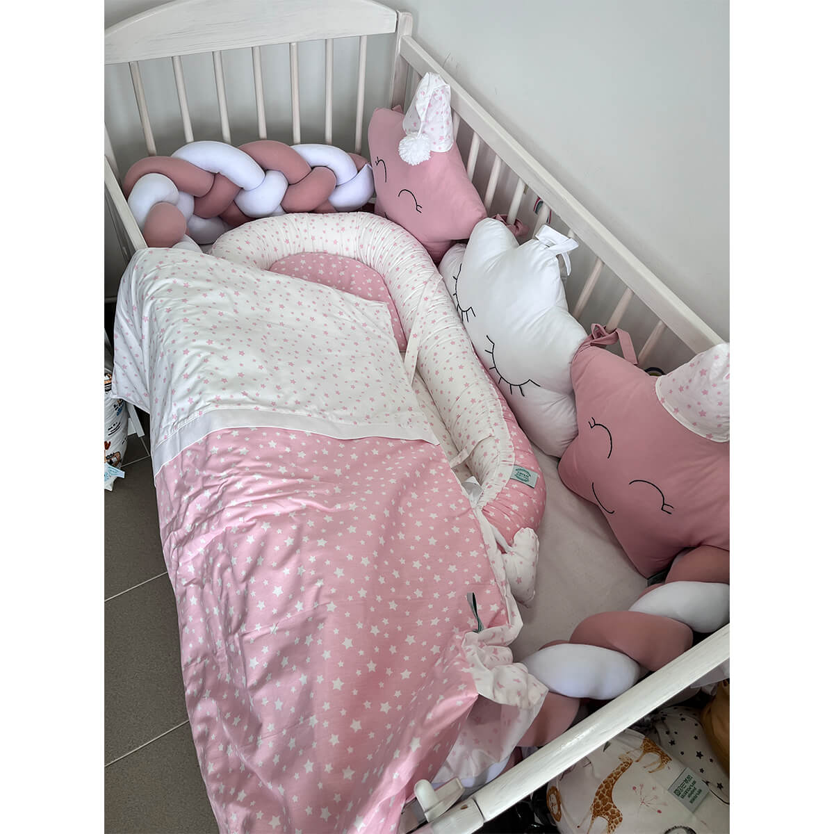 Pletenica komplet ogradica – Puder roze i zvezdice