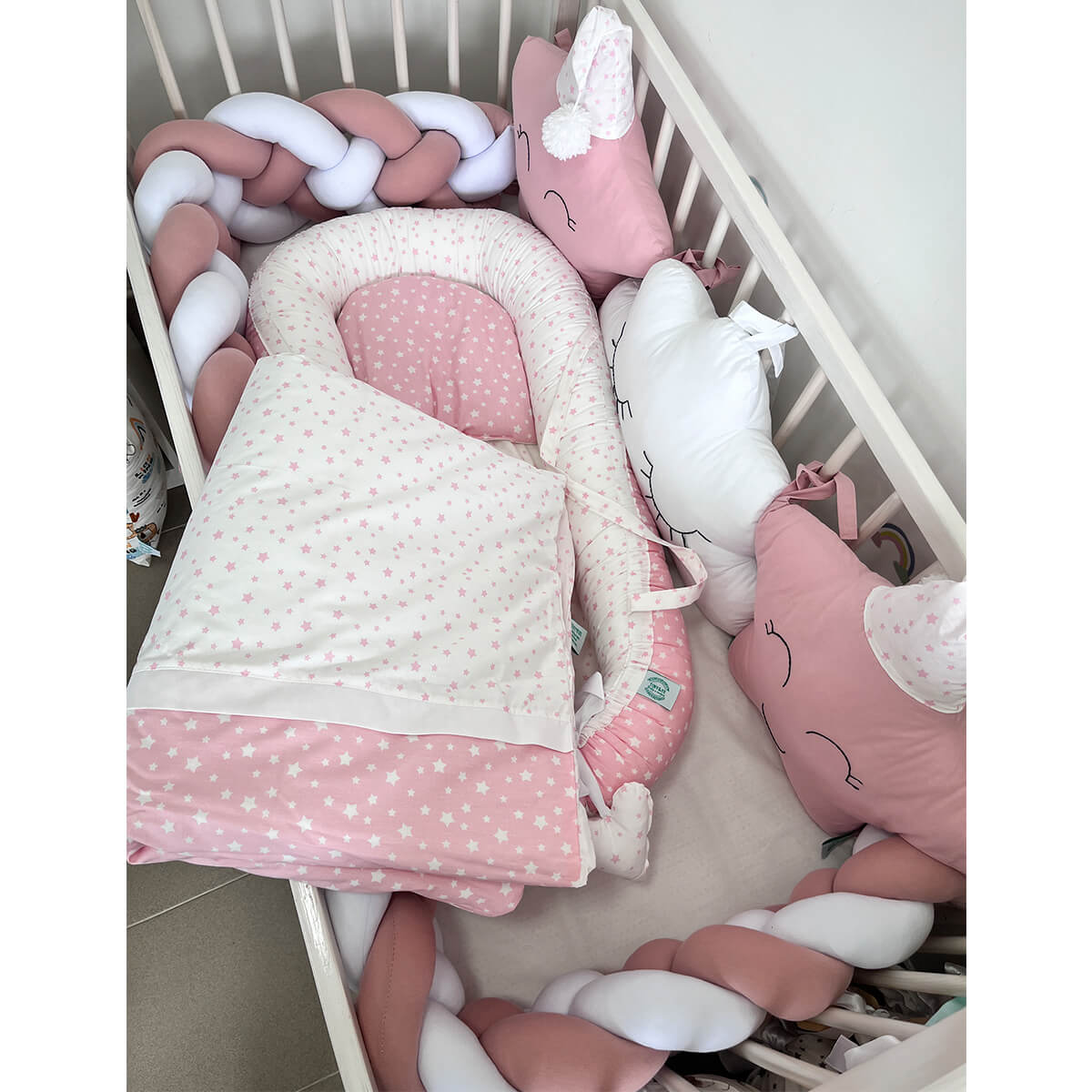 Pletenica komplet ogradica – Puder roze i zvezdice - Slika 3